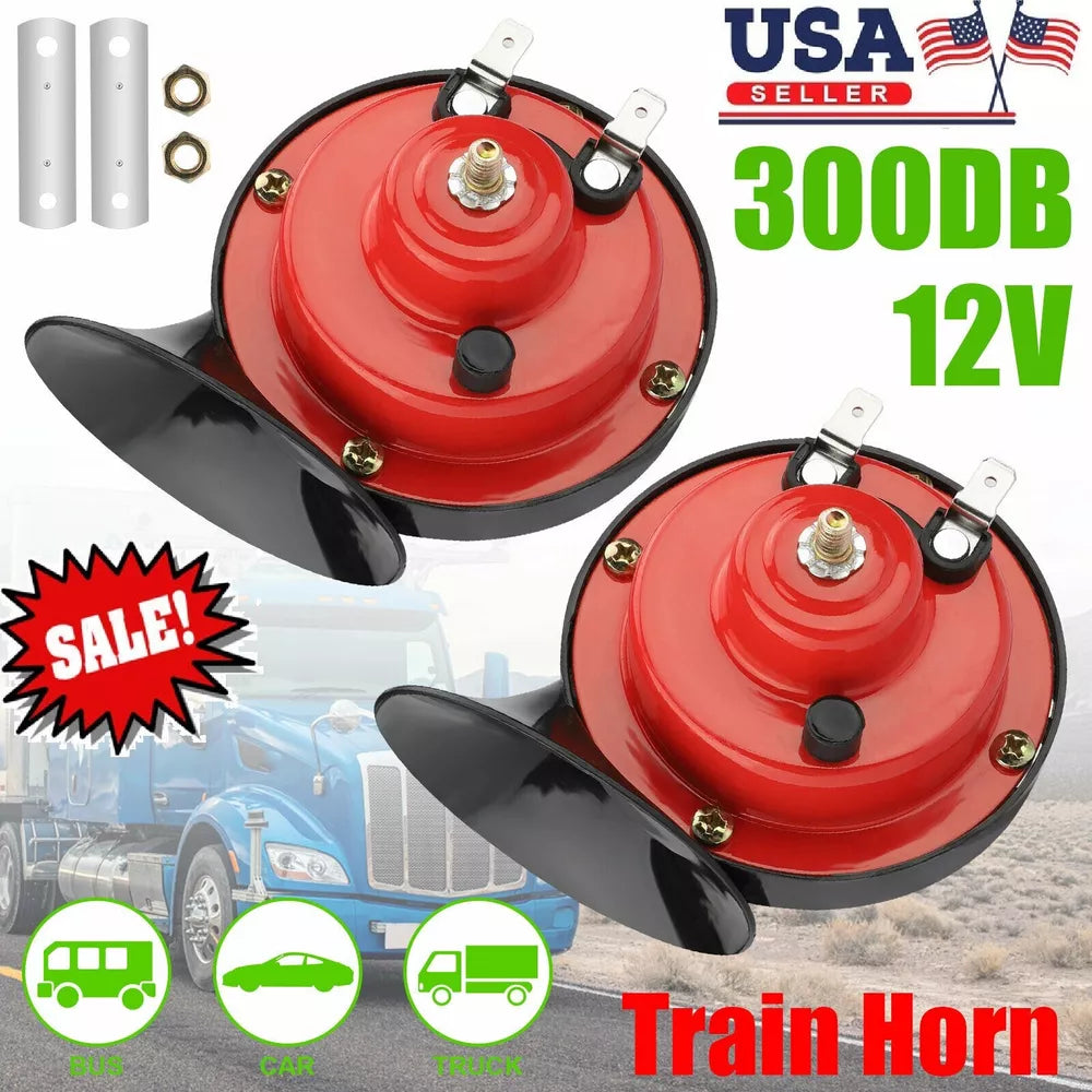 2PC 12V 300DB Super Loud Train Air Horn Waterproof Motorcycle Car Truck SUV Boat