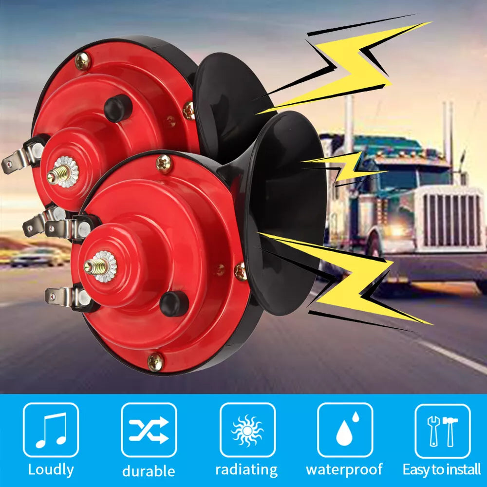 2PC 12V 300DB Super Loud Train Air Horn Waterproof Motorcycle Car Truck SUV Boat