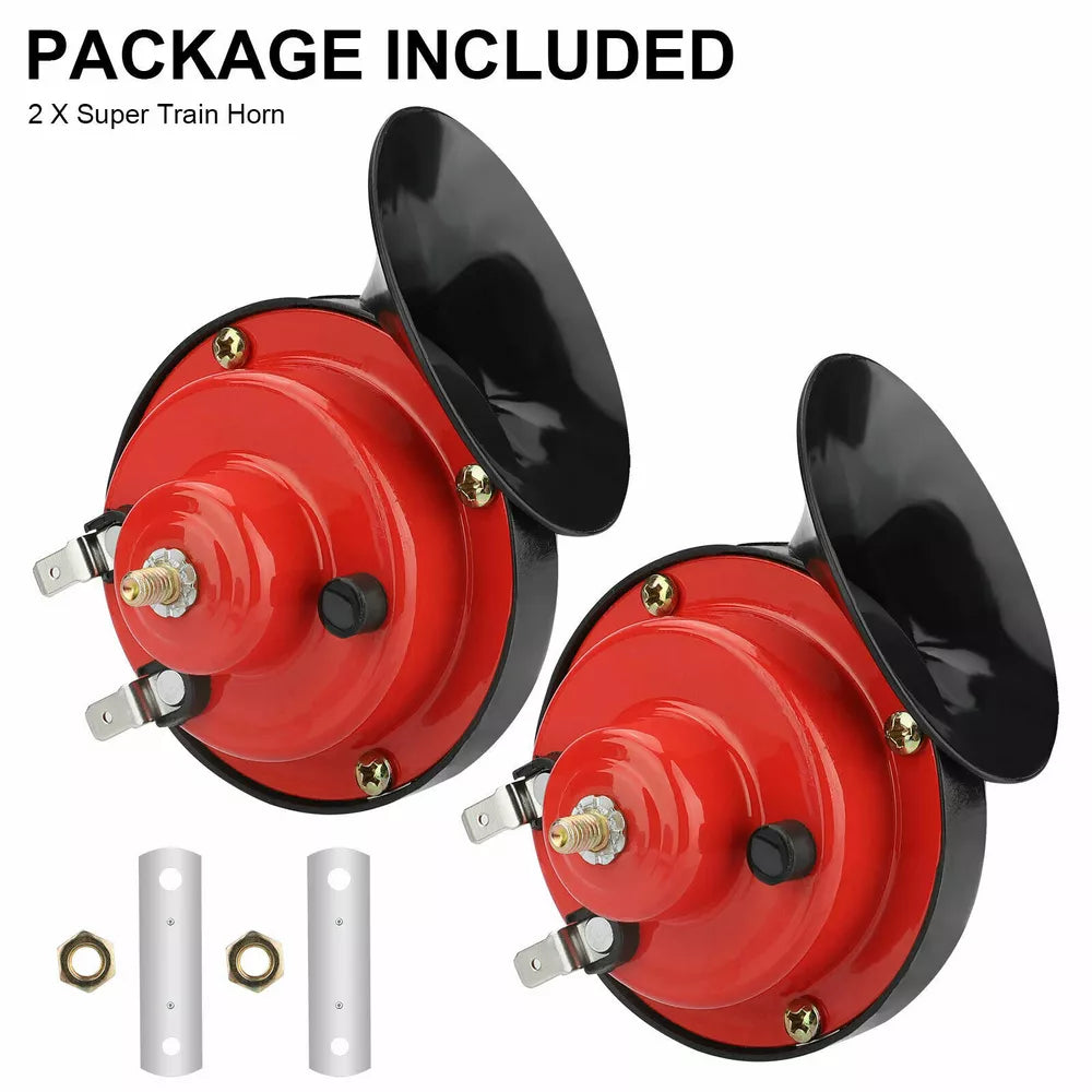 2PC 12V 300DB Super Loud Train Air Horn Waterproof Motorcycle Car Truck SUV Boat