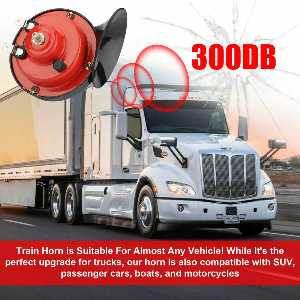 2PC 12V 300DB Super Loud Train Air Horn Waterproof Motorcycle Car Truck SUV Boat
