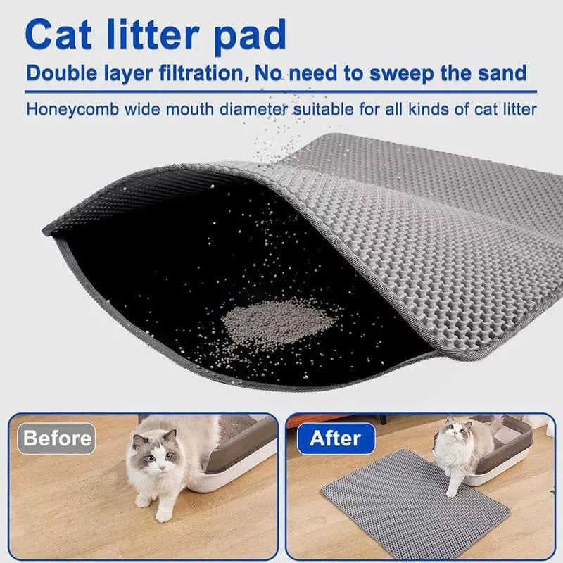 Pet Cat Litter Mat Waterproof Double Layer Litter Trapping Pet Litter Box Mat