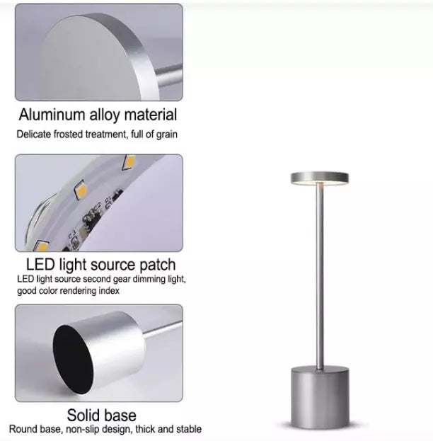 LED Decorative Table Lamp Modern Aluminum USB Rechargeable BULK 50 pcs