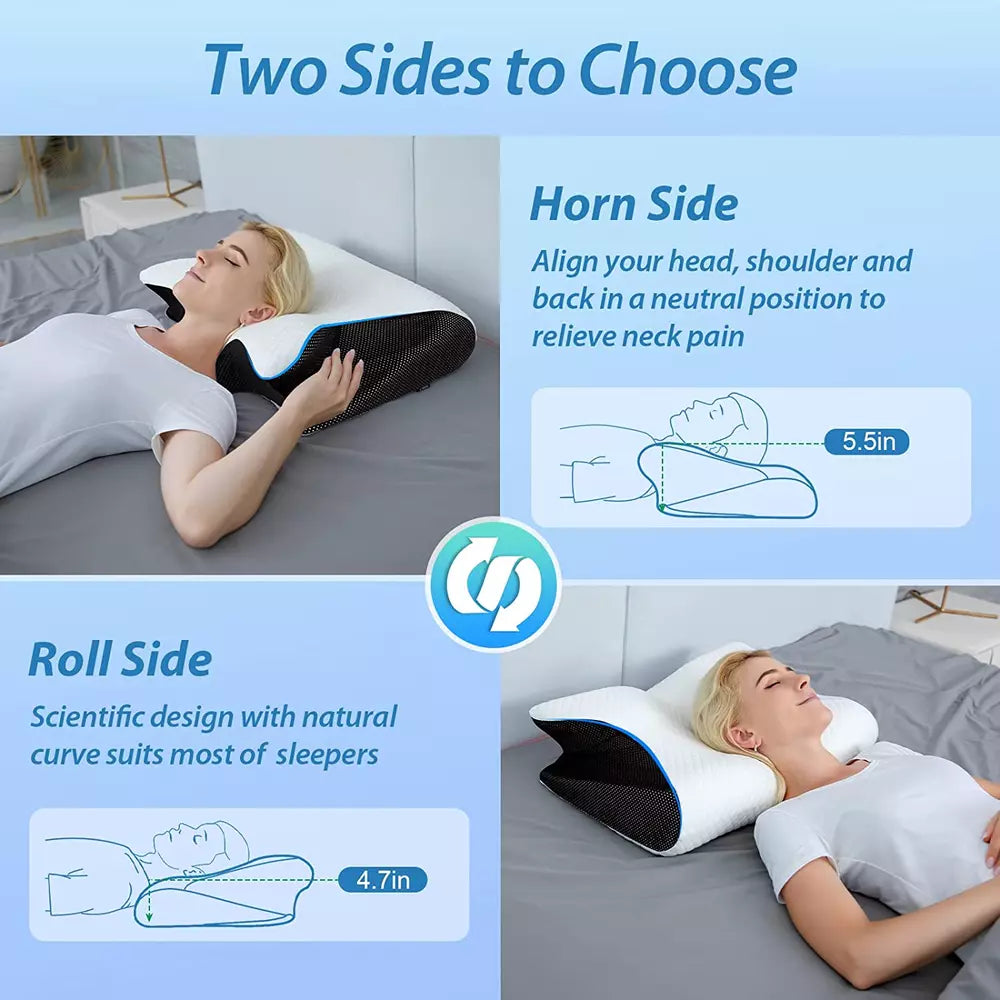 Memory Foam Cervical Pillow 2 In 1 Ergonomic Contour Orthopedic Pillow Neck Pain