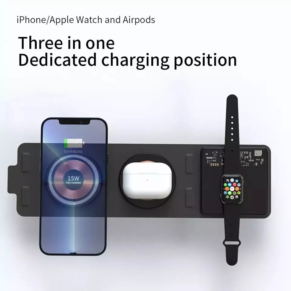 Wireless Charger 3 in 1, Magnetic Travel Wireless Charging Station for iPhone