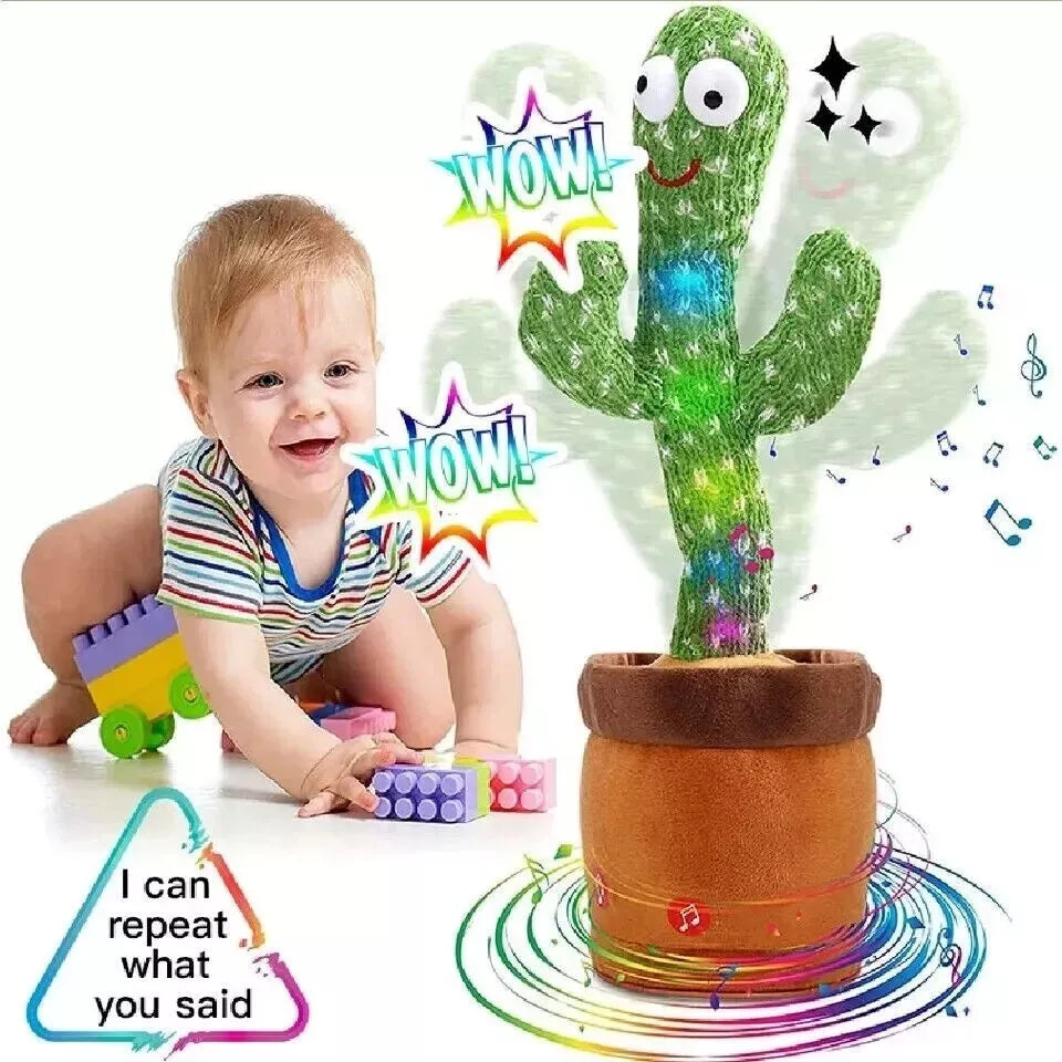 Dancing Cactus Repeat Talk Sing Glow Interactive Plush Toy for Kids