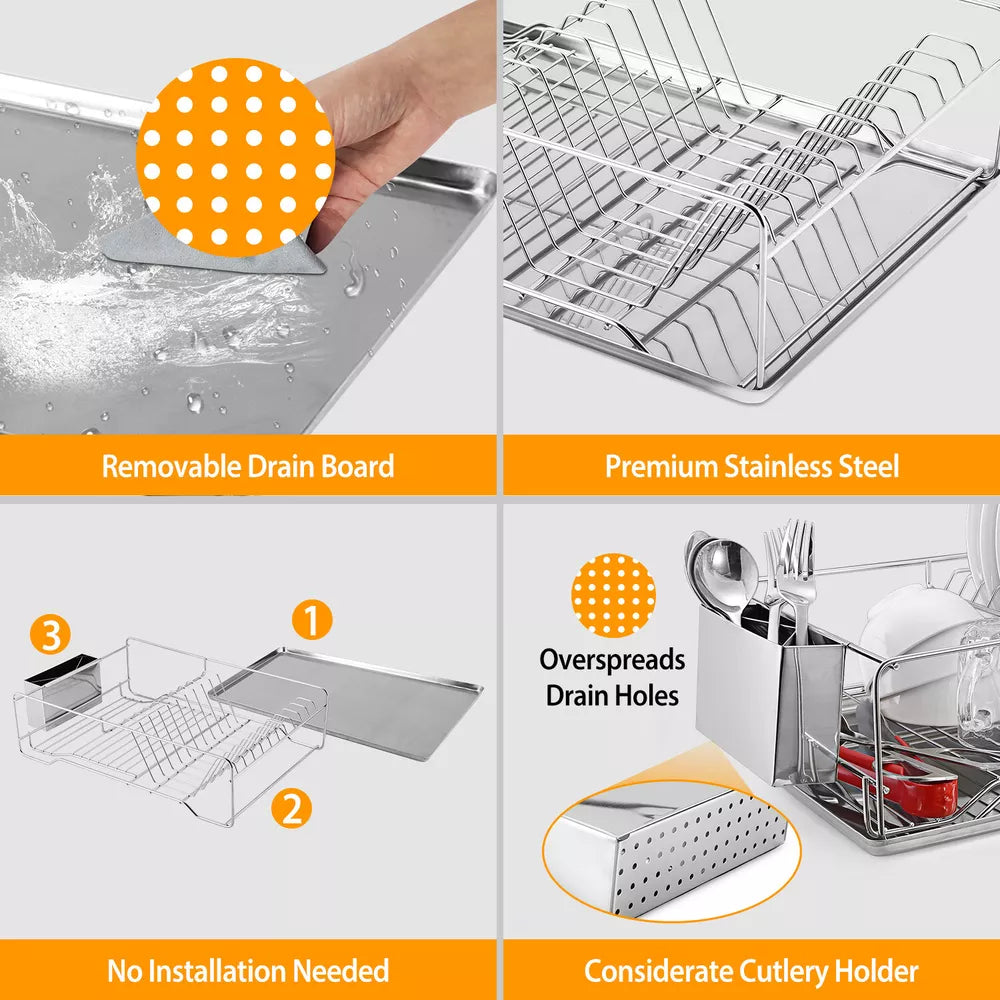 Stainless Steel Dish Drying Rack – Durable, Rust-Resistant & Spacious