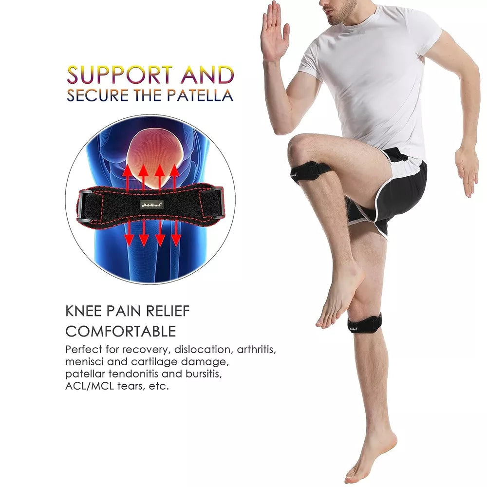 2 Pack HiRui Patella Tendon Knee Straps with Gel Pad, Knee Brace Knee Support