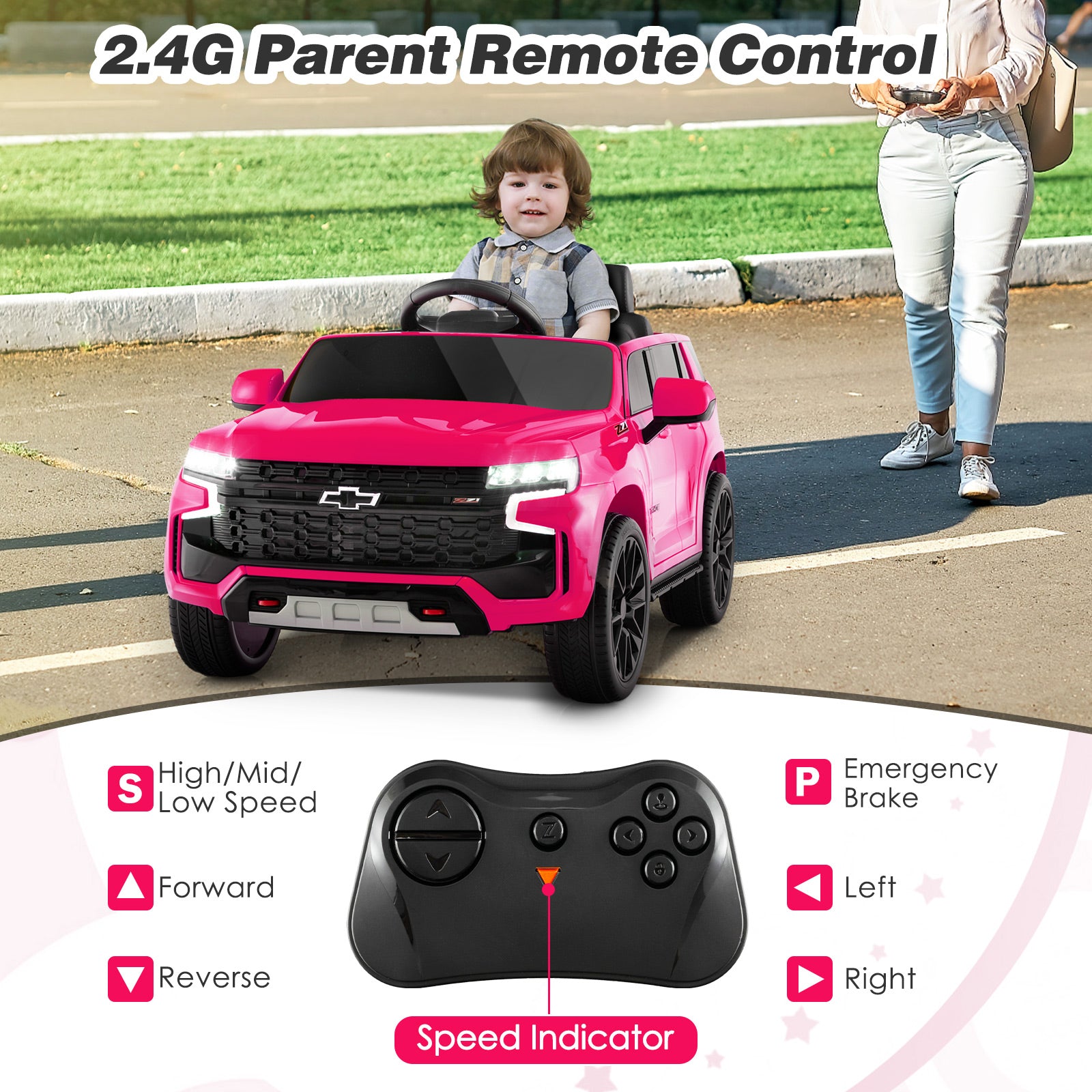 Kids 12V Ride On Car Chevrolet Tahoe Electric Truck SUV Remote w/ Light & Music