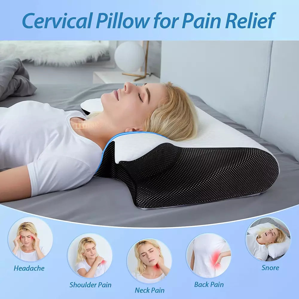 Memory Foam Cervical Pillow 2 In 1 Ergonomic Contour Orthopedic Pillow Neck Pain