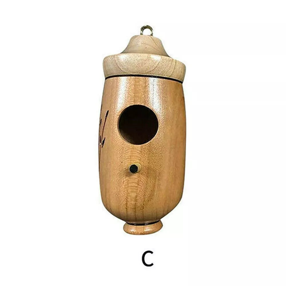 Wooden Hummingbird House Hand Hanging Hummingbird Attract Swing Nest Yard Decor