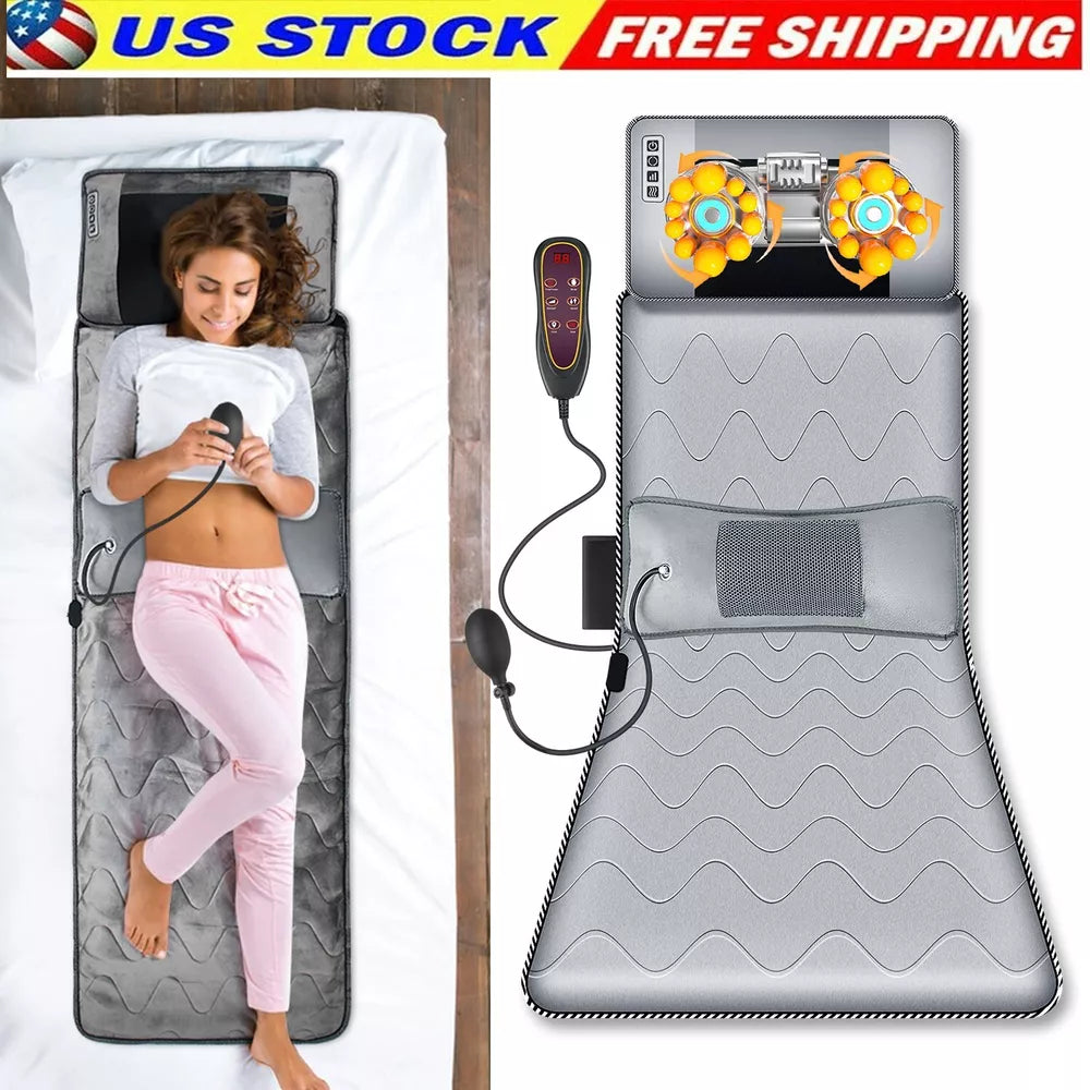 Collapsible 9 Modes Full Body Electric Massage Mattress Mat Heat Portable Design