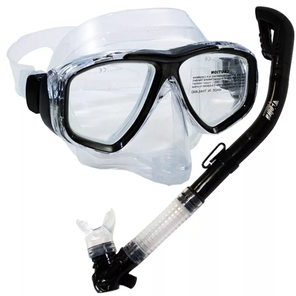 Promate ProSlender Purge Mask Dry Snorkel for Scuba Diving Snorkeling Gear Set