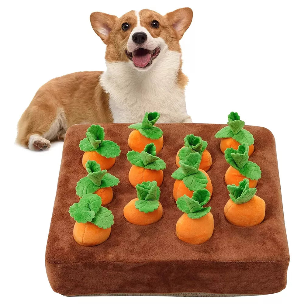 Interactive Dog Toys，Carrot Snuffle Mat for Dogs Plush Puzzle Toys 2 in 1