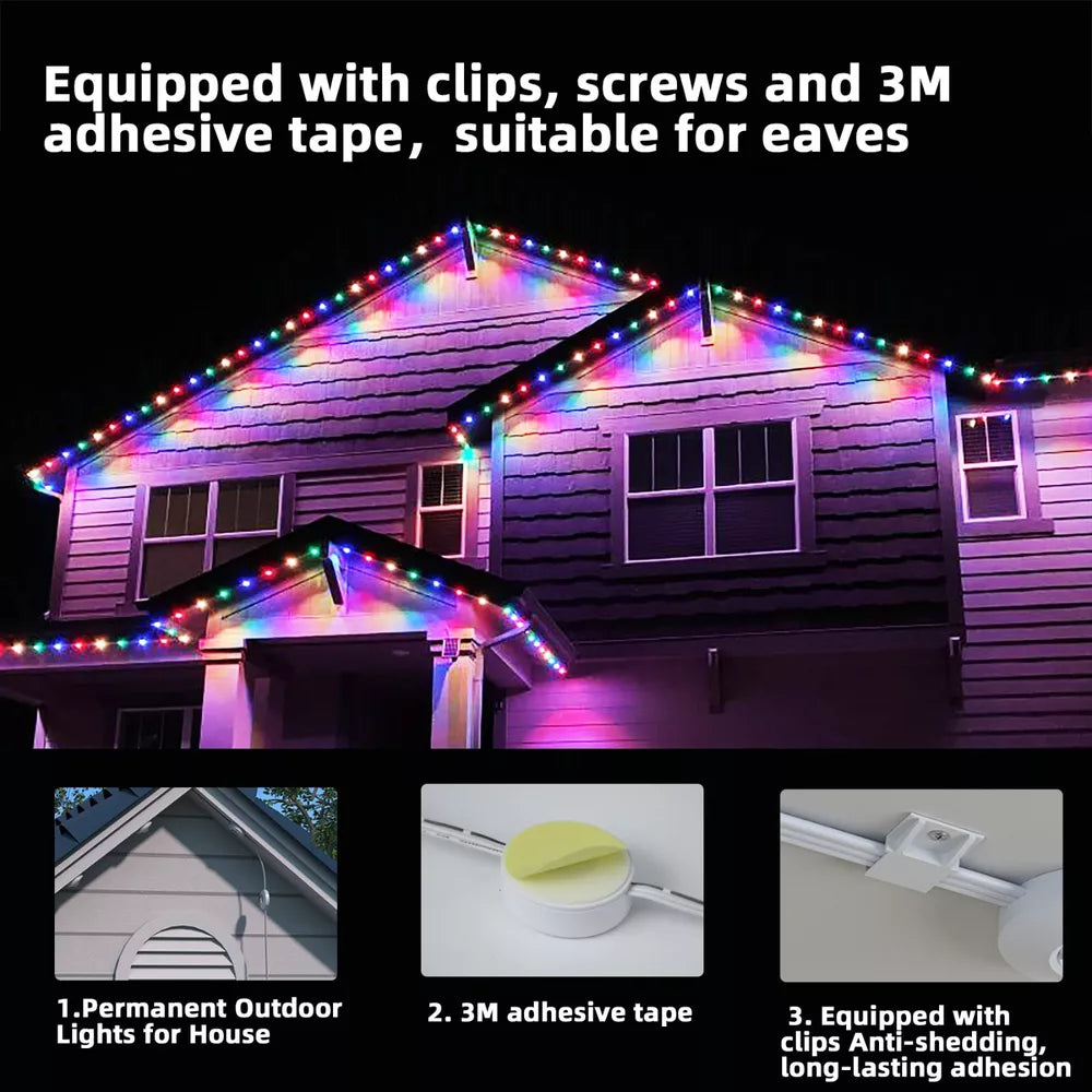 Permanent Outdoor Eaves Lights Smart RGB 150ft/300ft 108/216 LED DIY Scene Modes