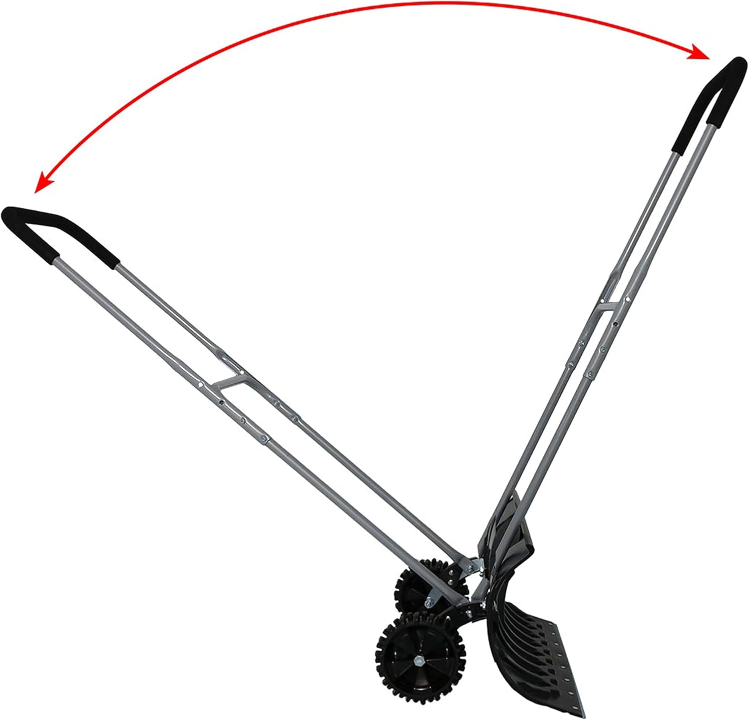 Casl Brands Snow Shovels 51"Hx26"Wx4"D Aluminum Handle Rolling Snow Pusher Steel