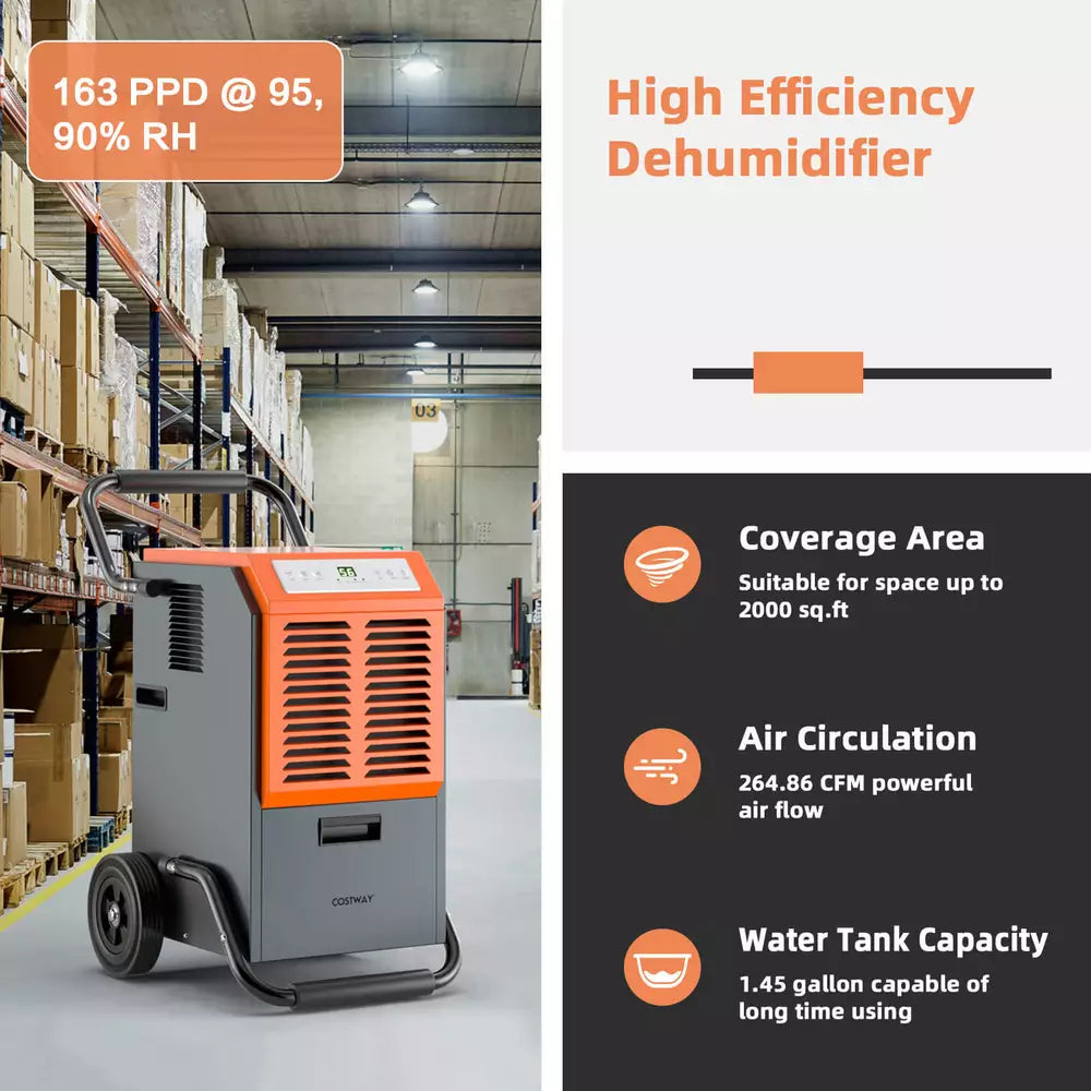 Costway 163 PPD Commercial Dehumidifier Portable Industrial Commercial Grade