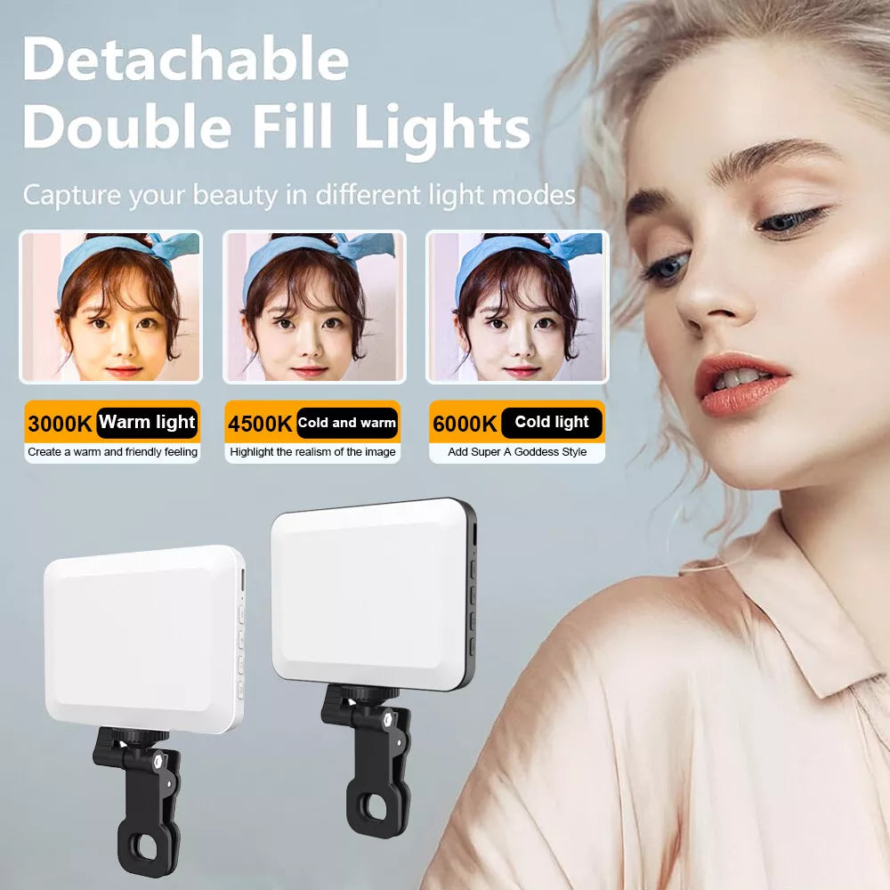 Selfie Light with Front Back Phone Clip High Power 80 LED 2000mAh Rechargeable