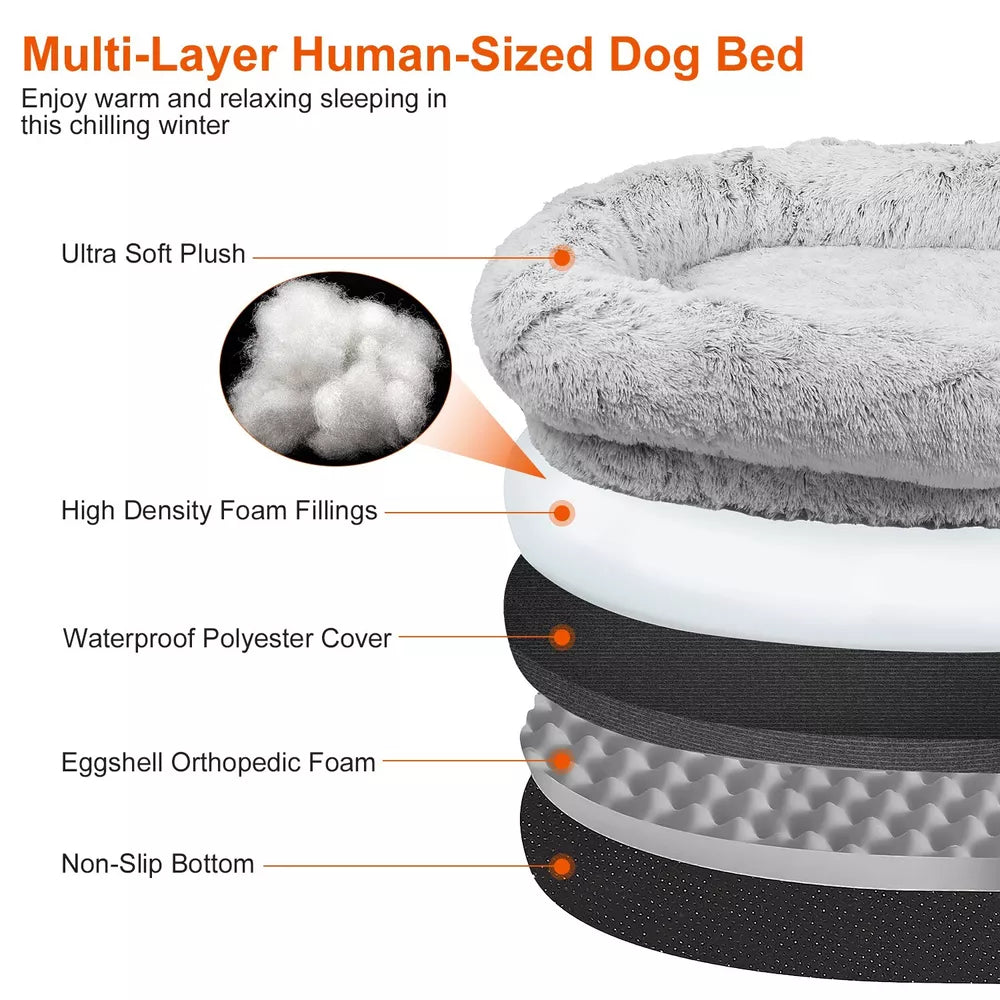 Human Pet Bed, Giant Dog Bed for Human with Blanket Pillow 6XL with Foam Filling