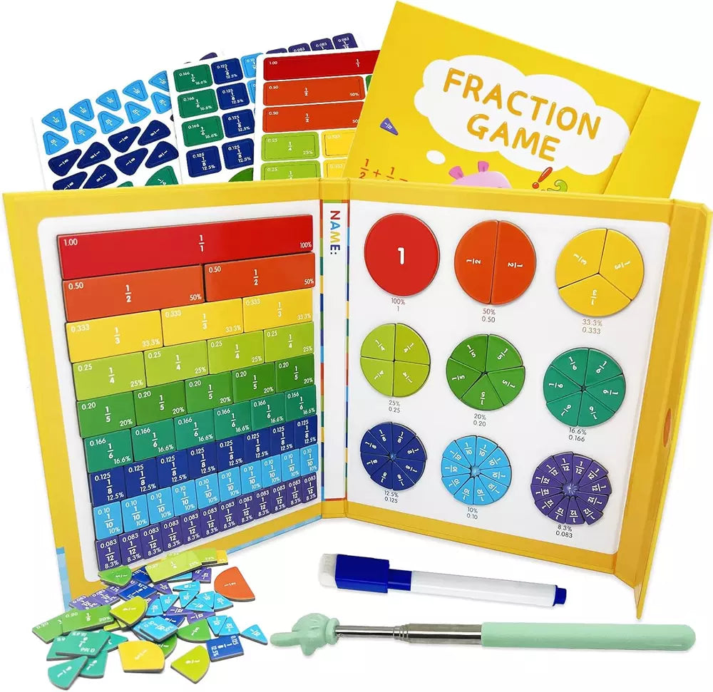 Magnetic Educational Fraction for Kids, Magnet Montessori Fraction Puzzle, Math