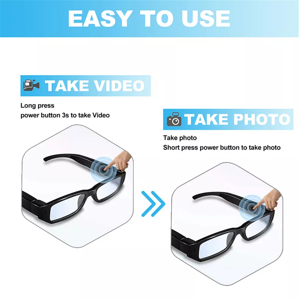 HD 1080P Video Camera Recorder Camera Glasses Mini DVR Sports Running Eyeglass