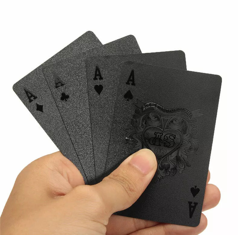 2 Decks Black Playing Cards Deck Frosting Black Diamond Poker Durable Waterproof