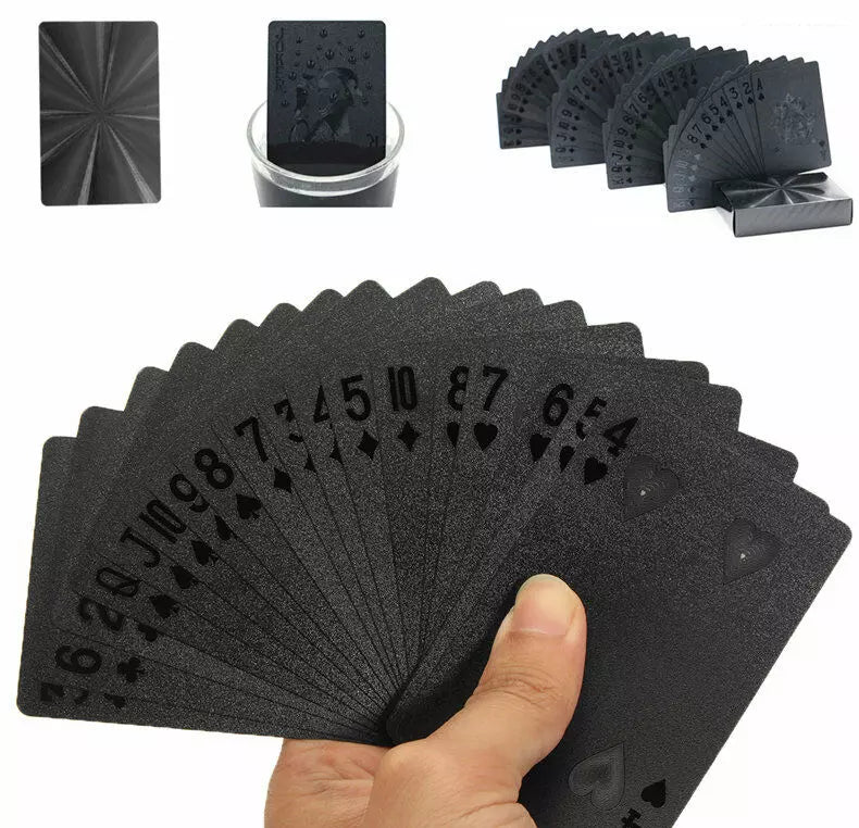 2 Decks Black Playing Cards Deck Frosting Black Diamond Poker Durable Waterproof