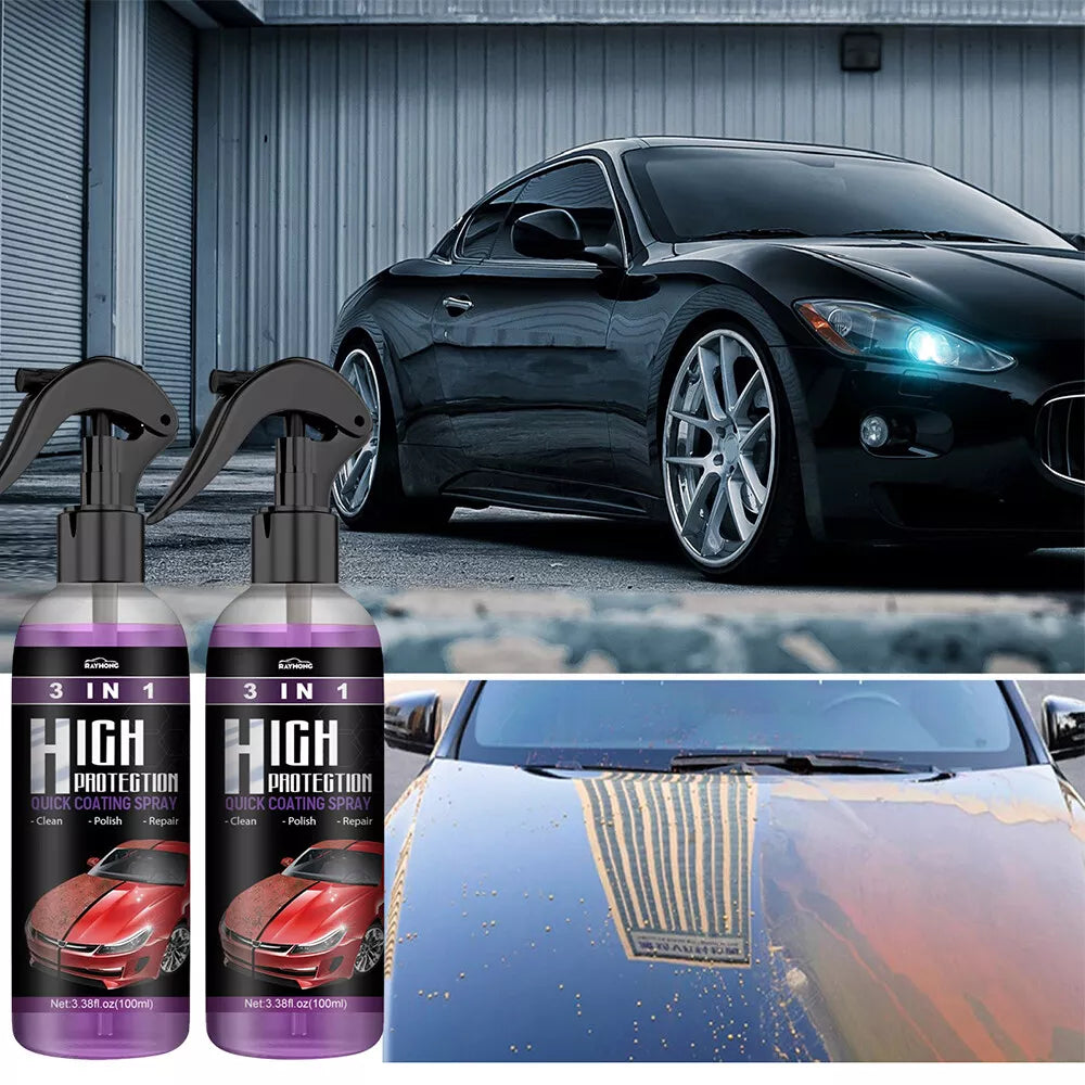 3-in-1 High Protection Quick Car Coat Ceramic Coating Spray Hydrophobic 100ml US