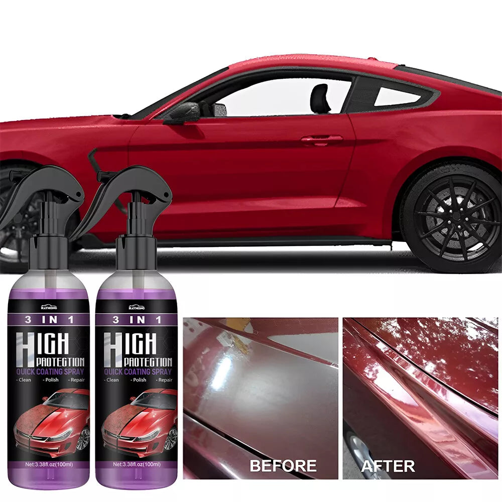 3-in-1 High Protection Quick Car Coat Ceramic Coating Spray Hydrophobic 100ml US