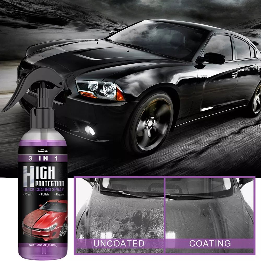 3-in-1 High Protection Quick Car Coat Ceramic Coating Spray Hydrophobic 100ml US