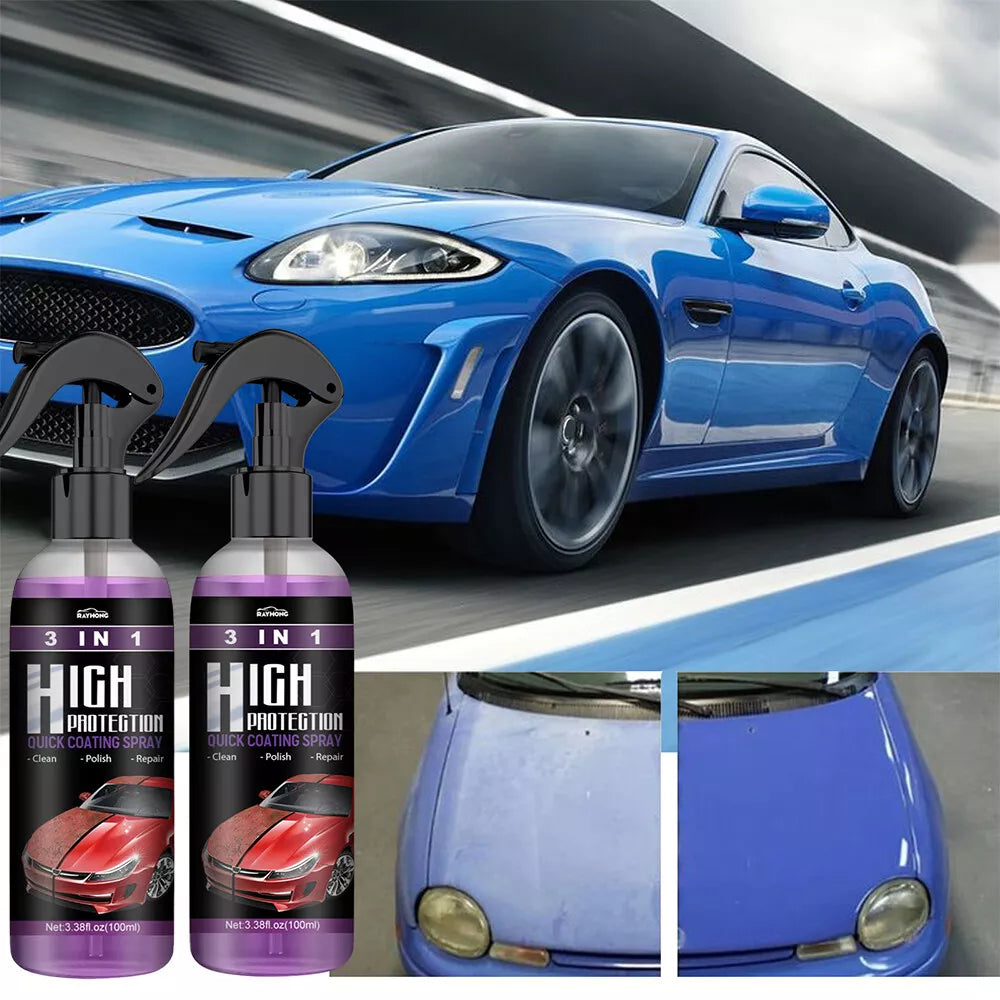 3-in-1 High Protection Quick Car Coat Ceramic Coating Spray Hydrophobic 100ml US