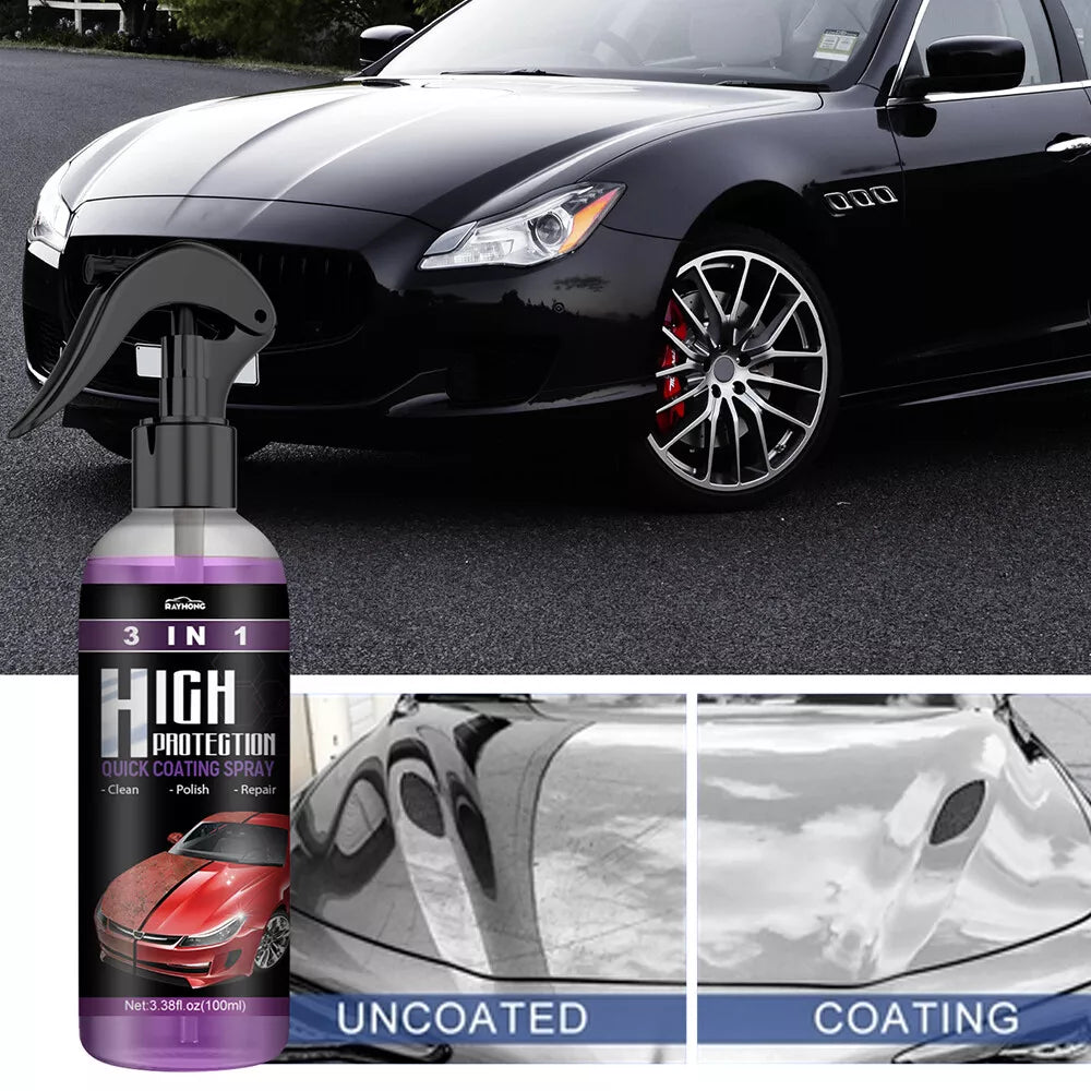 3-in-1 High Protection Quick Car Coat Ceramic Coating Spray Hydrophobic 100ml US