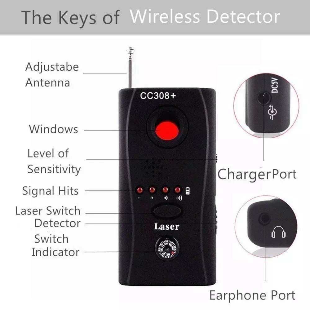 Anti Spy RF Detector Hidden Camera Finder Bug GPS Wireless Signal Alarm Scanner