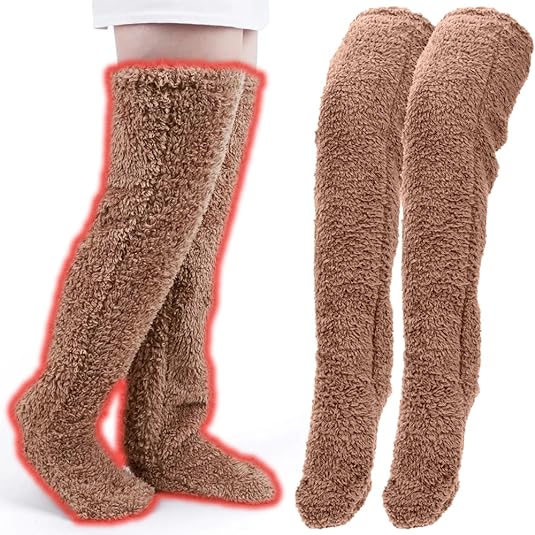 High Fuzzy Socks Over Knee Winter Leg Warmers Plush Slipper Sleeping Cozy Socks