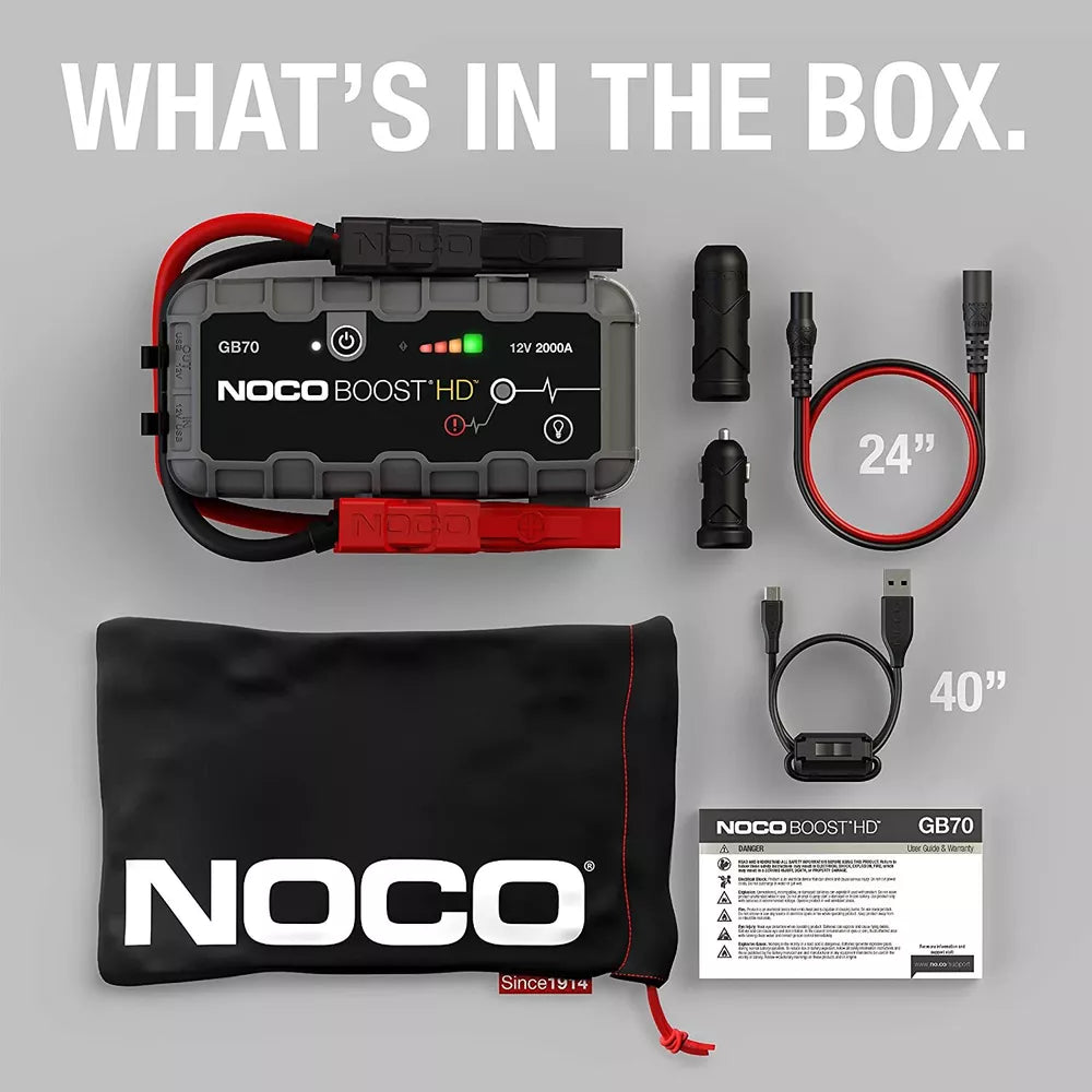 NOCO GB70 Boost HD Jump Starter - 12V UltraSafe Lithium Portable Power Pack