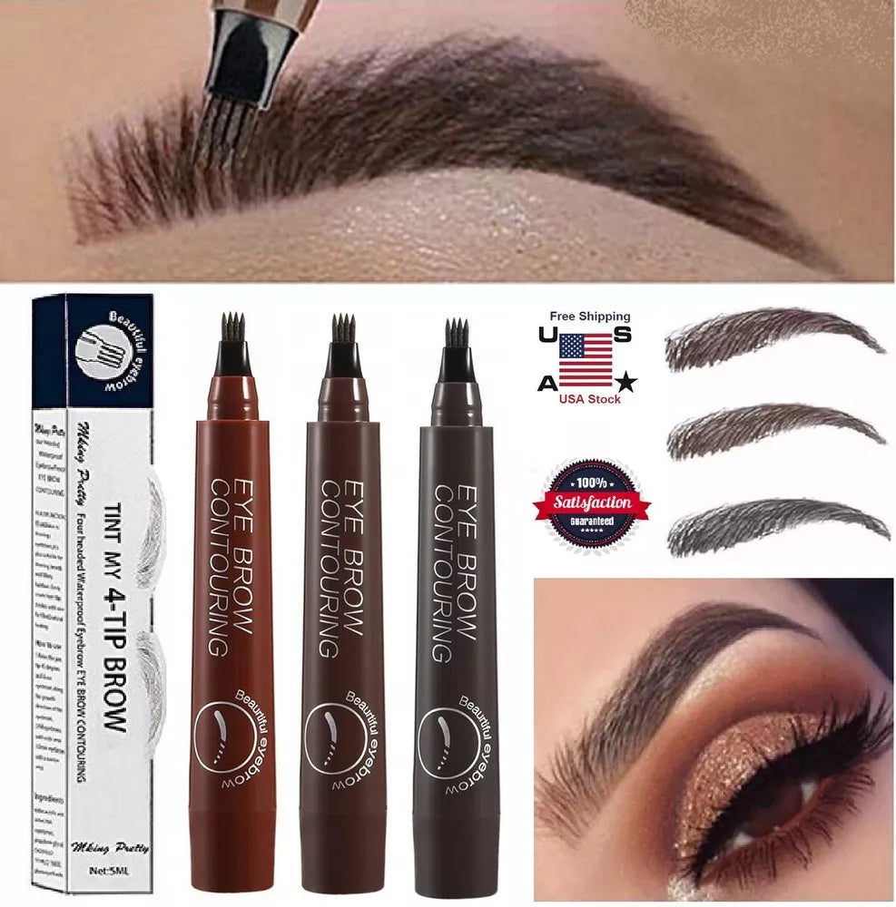 3D Fork Eye Brow Pencil Waterproof Microblading Tattoo Eyebrow Ink Pen Makeup US