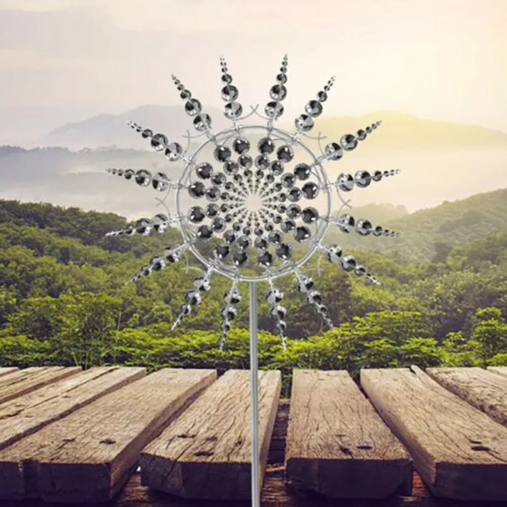 Wind Powered Kinetic Sculpture Unique And Magical Metal Windmill Spinner Garden