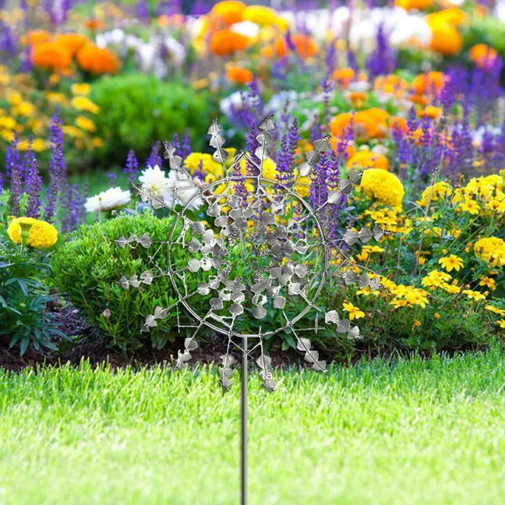 Wind Powered Kinetic Sculpture Unique And Magical Metal Windmill Spinner Garden