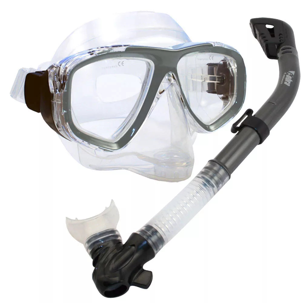 Promate ProSlender Purge Mask Dry Snorkel for Scuba Diving Snorkeling Gear Set