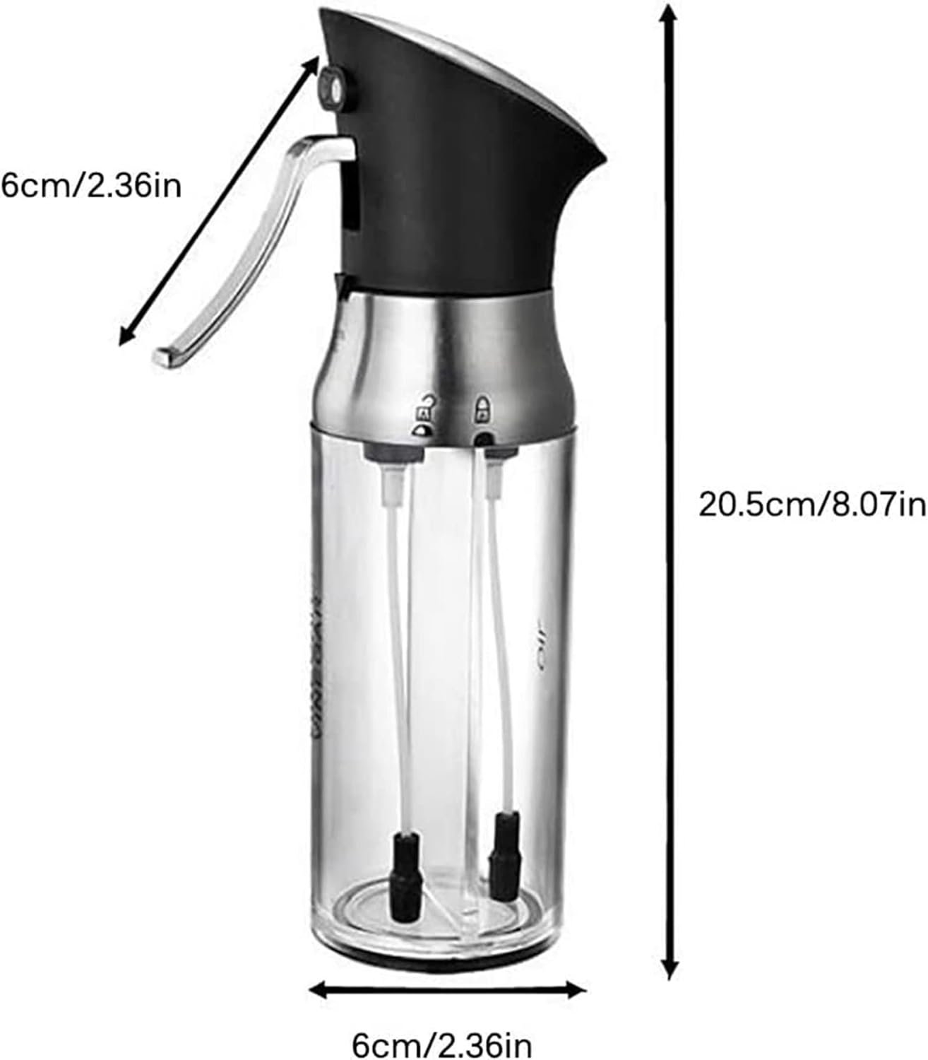 Dual Chamber Pump Olive Oil & Vinegar Sprayer Dispenser w/ twist switch (Black)