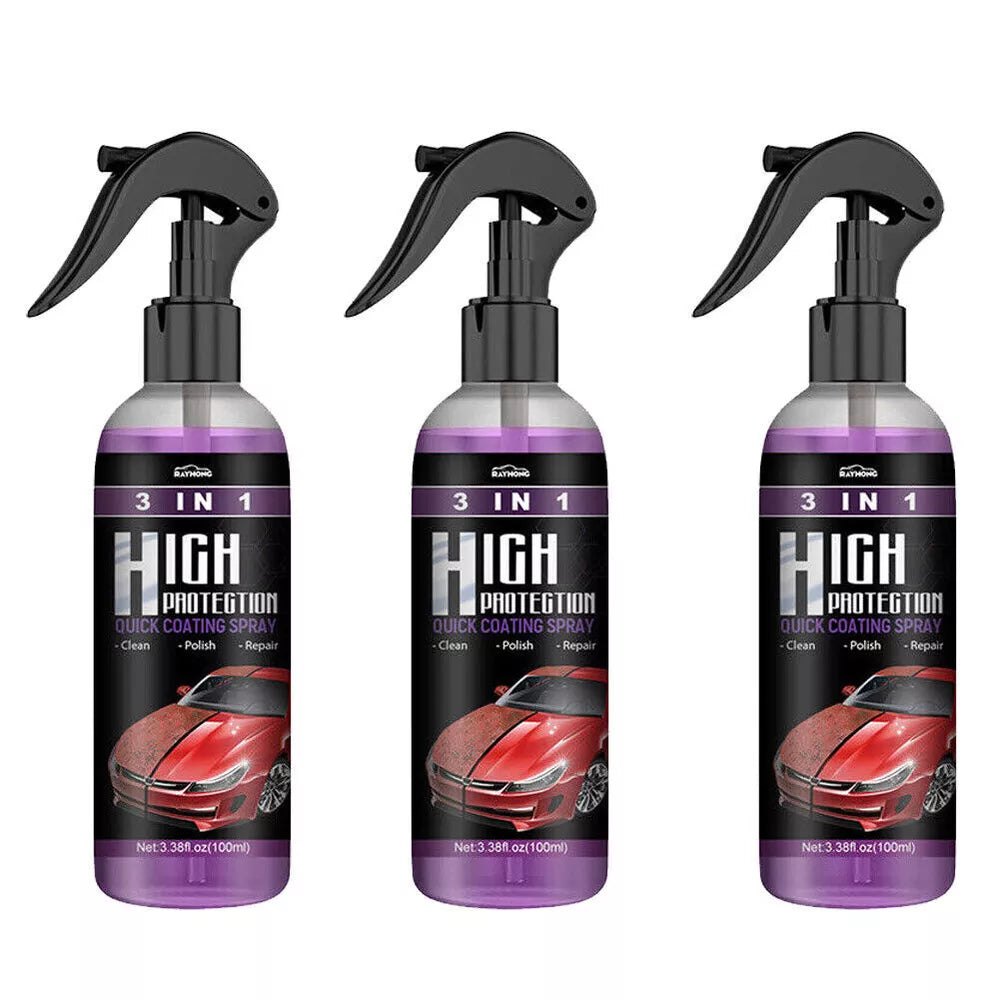 3-in-1 High Protection Quick Car Coat Ceramic Coating Spray Hydrophobic 100ml US