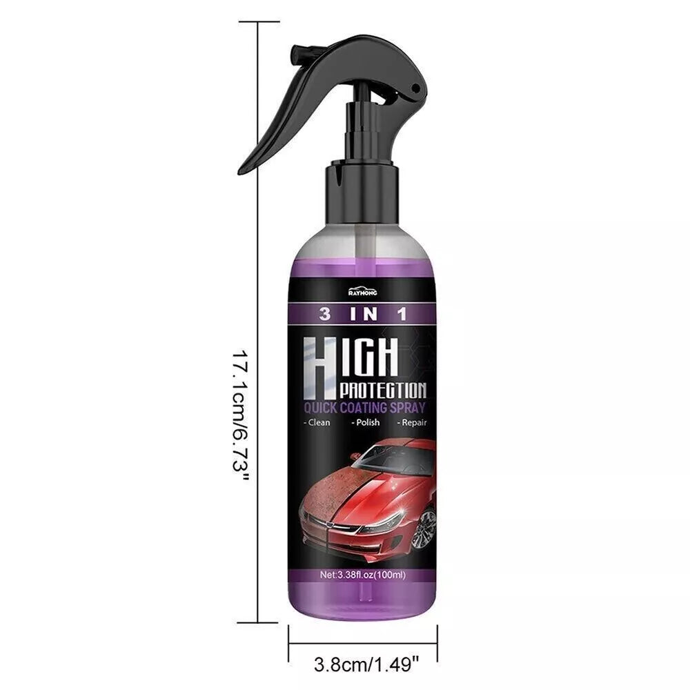 3-in-1 High Protection Quick Car Coat Ceramic Coating Spray Hydrophobic 100ml US