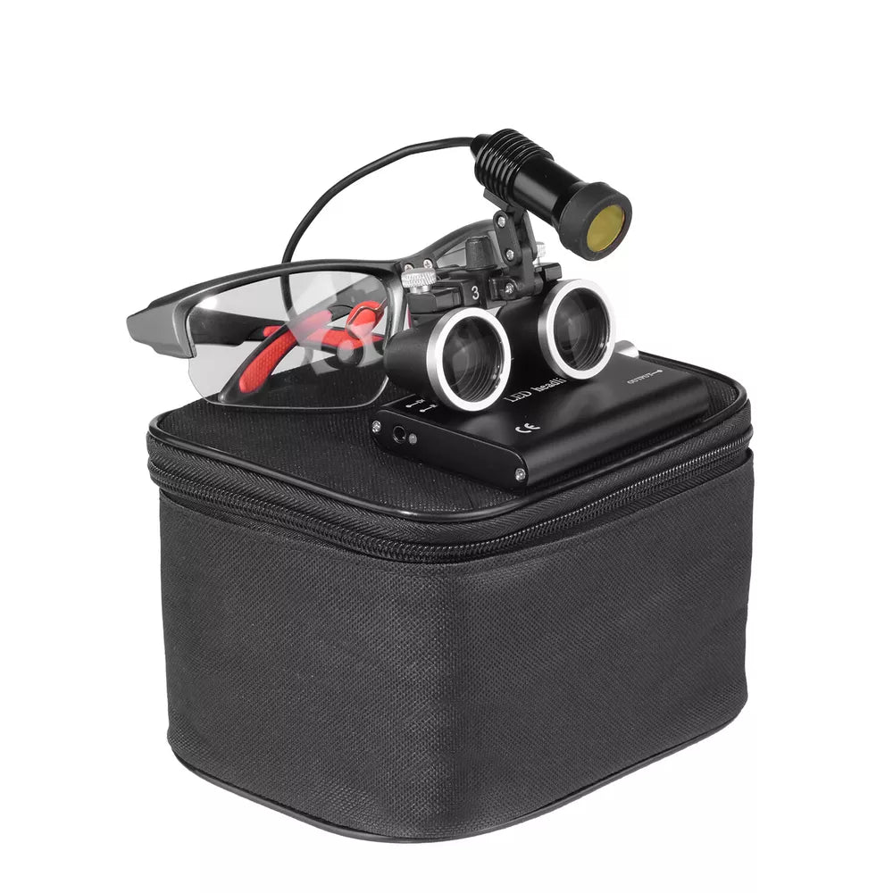 3.5X Dental Binocular Loupes with 5W LED Headlamp Blackwith Cloth Box DY-409 USA