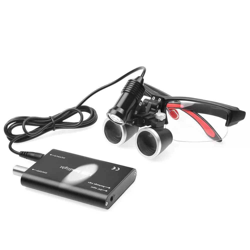 3.5X Dental Binocular Loupes with 5W LED Headlamp Blackwith Cloth Box DY-409 USA