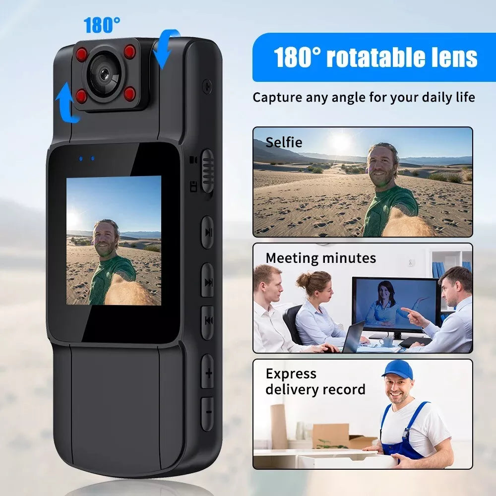 32GB 1080P Camcorder Mini Police Body Camera Full HD 180° Video DVR IR Night Cam