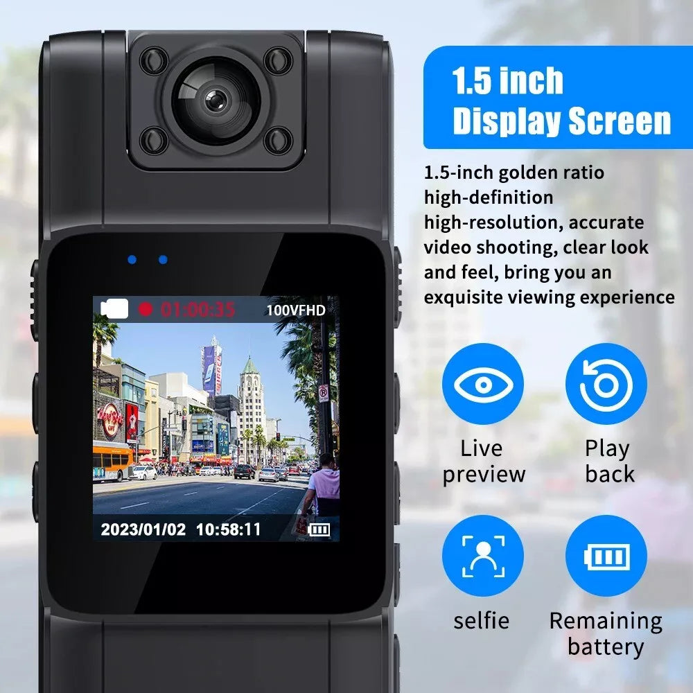 32GB 1080P Camcorder Mini Police Body Camera Full HD 180° Video DVR IR Night Cam