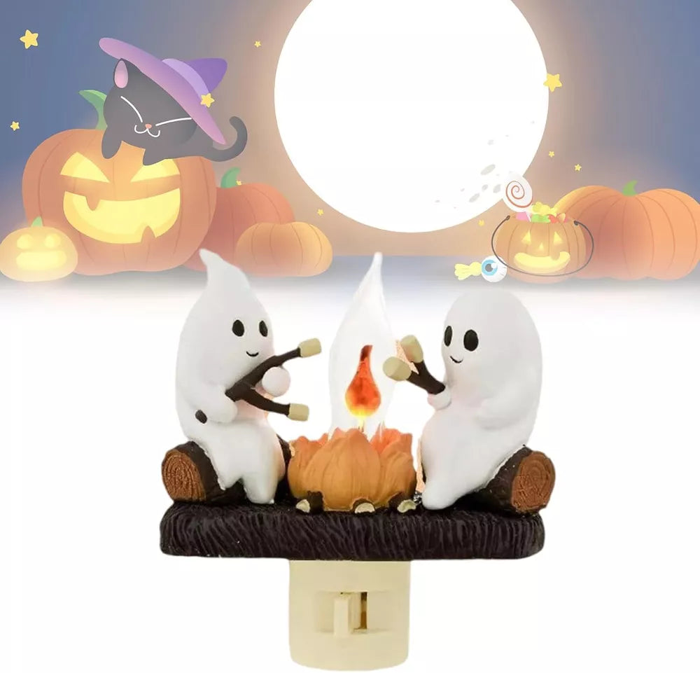 1PCS Ghost Campfire Flickering Nightlight Fire Marshmallow Night Light Halloween