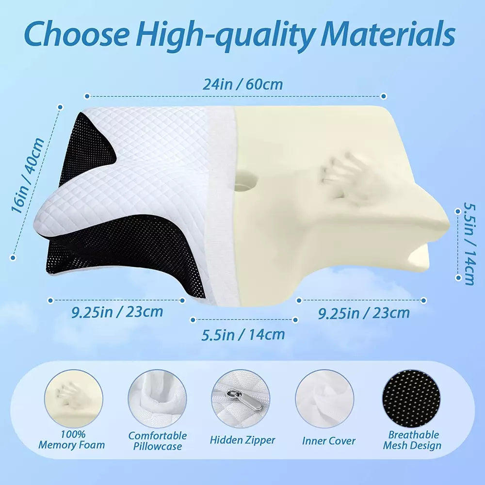 Memory Foam Cervical Pillow 2 In 1 Ergonomic Contour Orthopedic Pillow Neck Pain