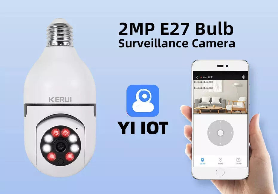 360° 1080P IP E27 Light Bulb Camera Wi-Fi IR Night Smart Home Wireless Security