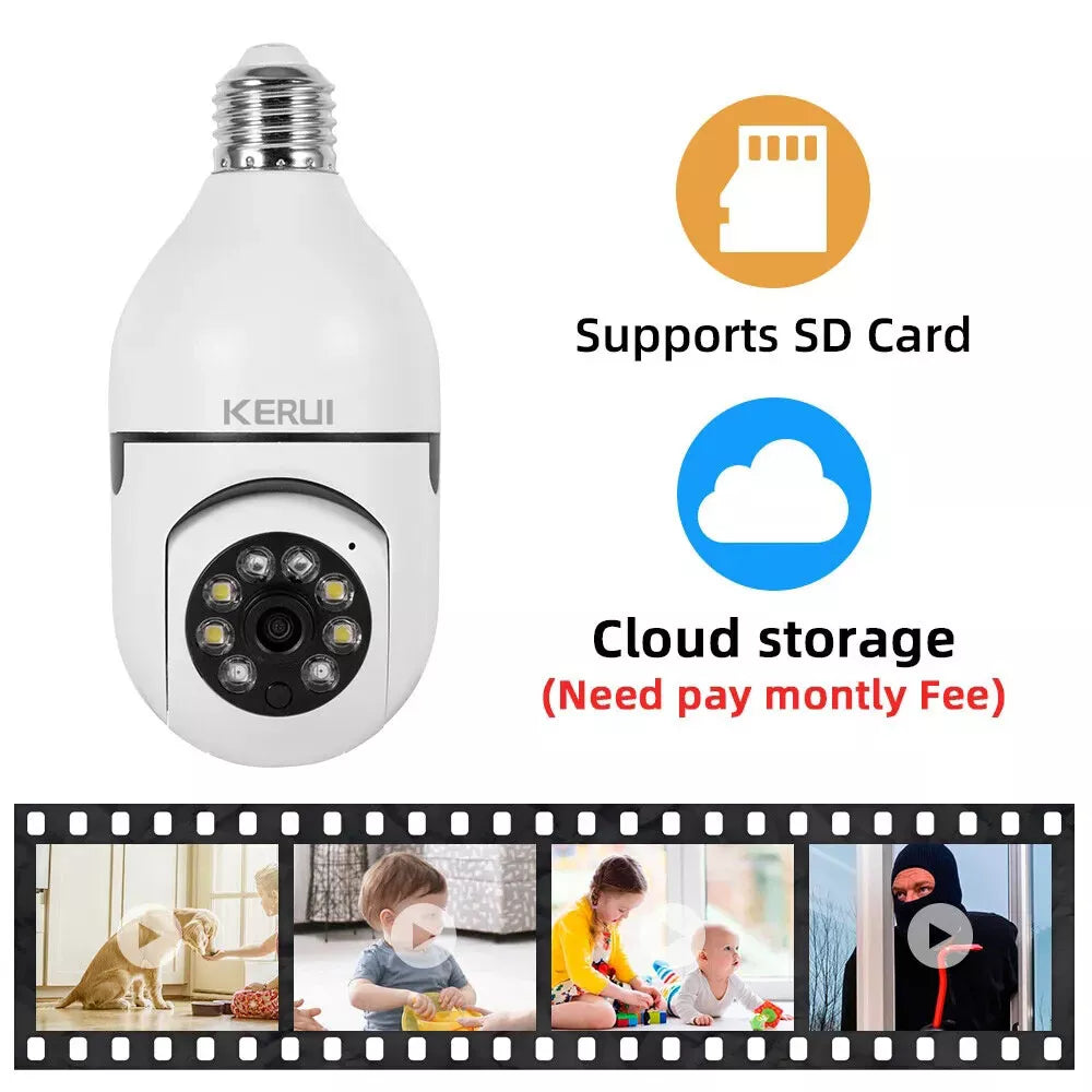 360° 1080P IP E27 Light Bulb Camera Wi-Fi IR Night Smart Home Wireless Security