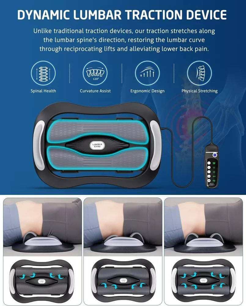 Lower Back Stretching Vibration Massager,Lumbar Traction,Adjustable Temperature